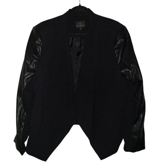 WORTHINGTON | Two-Tone Black Faux Leather Business Casual Blazer - Picture 4 of 12
